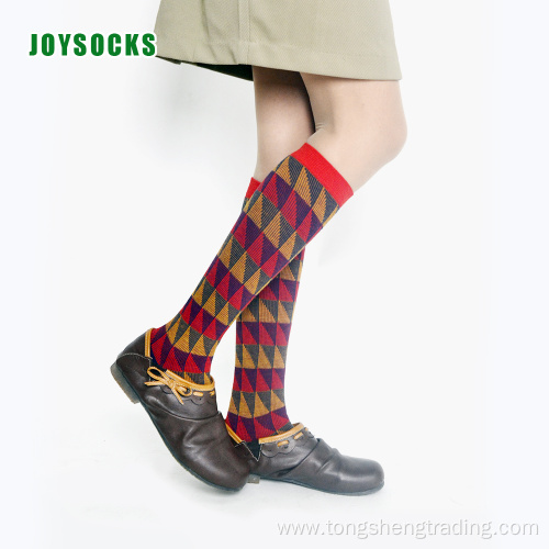 National style festive geometric knee high lady's socks